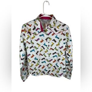 Adobe Rose Western Boots Print Button-Up Shirt